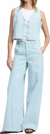 Rag & Bone Tailored Sofie Textured Wide Leg Jeans In Sky Blue Tweed