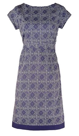 White Stuff Debranded Slate Blue Purple Vintage Style Cotton Tea Dress (14)