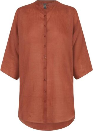 Cortana Jules- top in rood ramie - Dames - Overhemden - Rood - 2XS - Overhemden