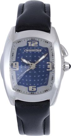 Chronotech Mens Black Band Silver Case Watch - One Size