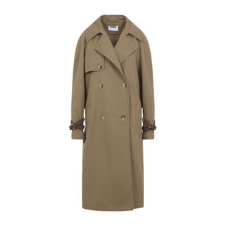 Moschino Brown Notched Lapel Trench Coat