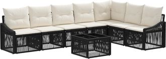 vidaXL Conjunto De Sof&aacute;s De Jard&iacute;n 8 Uds. Negro Rat&aacute;n Sint&eacute;tico Vidaxl