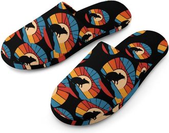 Generic Rat Vintage Flannel Mens Slip-on Slippers Winter Warm House Shoes with Rubber Sole for Home Hotel