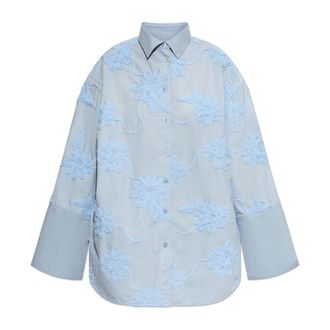 Rotate ROTATE Birger Christensen, Shirts, female, Blue, Size: XS Floral Motif Shirt