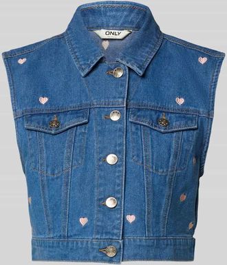 Only Regular Fit Jeansweste mit Motiv-Print Modell VEGA in Jeansblau, Gr&ouml;&szlig;e XL