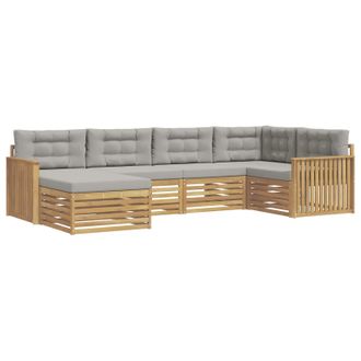 vidaXL Set Di Divani Da Esterno 6 Pz 6-posti Bianco E Grigio Chiaro Vidaxl