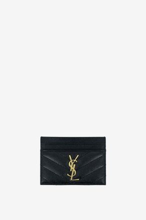 Saint Laurent Kleines gestepptes Leder-Kartenetui Monogram