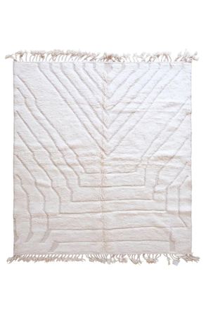 AFK Living Alfombra bereber marroqu&iacute; blanca de pura lana 212 x 247 cm