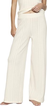 Eberjey Pointelle Straight Leg Pants in Ivory at Nordstrom, Size X-Small