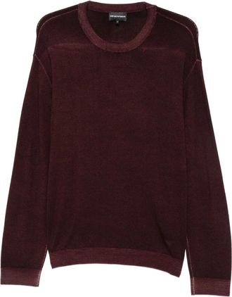 Emporio Armani Virgin Wool Pullover - Heren - Ronde hals truien - Bruin - M - Wol - Truien & Vesten