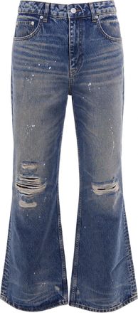 Flaneur Relaxed Paint Stains Stone-Washed Distressed Jeans