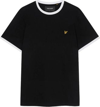 Lyle & Scott Mens Lyle & Scott Branded Black Ringer T-Shirt - Size: 36