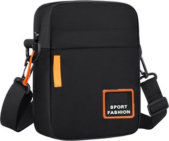 Generic Compatible For Mens single-shoulder cross-body bag with multi-layer zippers, trendy color contrast(Black)