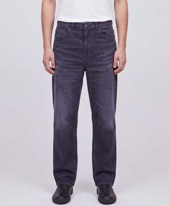 Les Deux Jeans straight fit a vita media in denim di cotone con cinque tasche