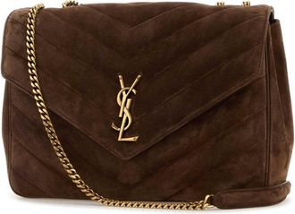 Saint Laurent Womens Loulou Shoulder Bag Brown Calf