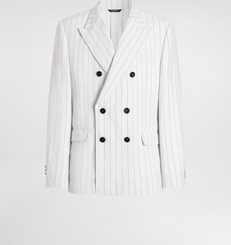 Dolce & Gabbana Double-breasted Linen And Wool Jacket - Man Suits And Blazers Multi-colored 46