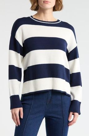 Vigoss Rugby Stripe Sweater in Navy/Creme at Nordstrom Rack, Size X-Large