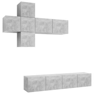 vidaXL Set De Muebles De Sal&oacute;n 7 Pzas Madera Ingenier&iacute;a Gris Hormig&oacute;n Vidaxl