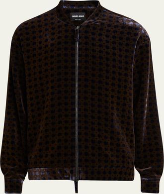 Giorgio Armani Mens Velvet Pattern Blouson Jacket