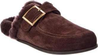 Jimmy Choo London Biker Suede & Shearling Mule
