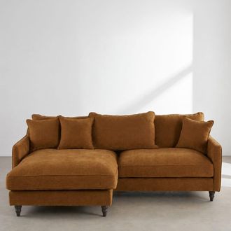 Maisons du monde Sof&aacute; cheslong reversible de 4/5 plazas de tela de poli&eacute;ster bronce - 190 cm