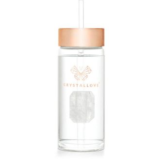 OEM Botella De Agua De Vidrio Crystallove Con Cristal De Roca Y Pajita 400 Ml