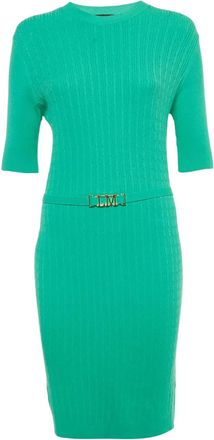 Love Moschino Abito corto in maglia con cintura - Verde