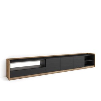 Skraut Home Mueble tv efecto madera negro y roble 310x37x50cm con Led