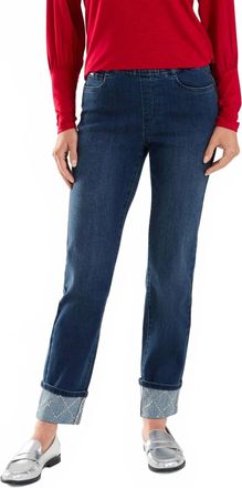 FDJ Pilar Pull-On Cuffed Straight Ankle Denim Jeans In Dark Vintage