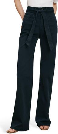 Veronica Beard Rosanna Corset High Waist Wide Leg Jeans in Navy at Nordstrom, Size 29