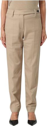 Brunello Cucinelli Broeken, Dames, Beige, M, Rechtgesneden Broek