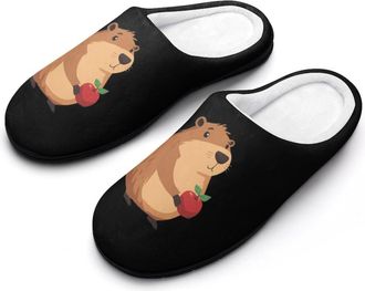 Generic Cute Capybara Mens Slippers Slip On Comfortable Fleece Cotton House Shoes Winter
