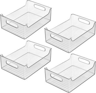 Linus Plastic Stackable Pantry Bin with Handles, Set of 4, Clear, Made in USA at Nordstrom