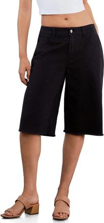 HINT OF BLU Longer Length Denim Shorts in Graphite at Nordstrom, Size 32