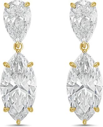 Diana M. Jewels 14KW YG 8.00 Ct TW of Lab grown pear and marquise shape diamond drop earrings