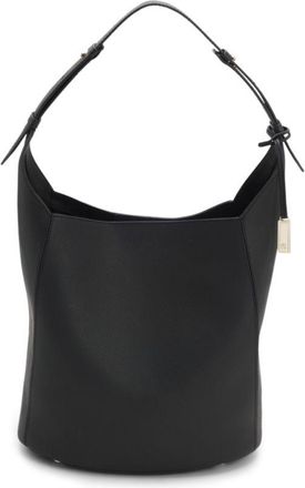 BOSS Leather bucket bag with Double-B monogram plaque