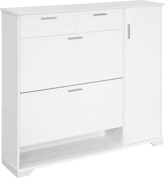 SoBuy Zapatero con 2 solapas madera blanco