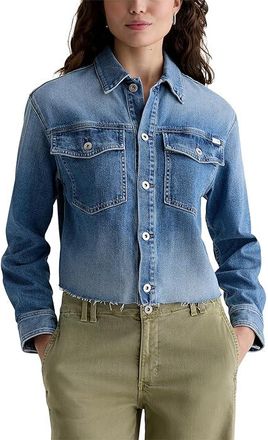 AG - Adriano Goldschmied Valleta Utility Shirt Jacket in Abyss Womens Coat Abyss : SM (US 2-4), Cotton/Denim/Elastane