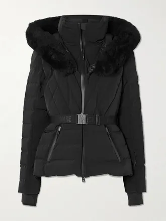 Mackage Piumino Da Sci Trapuntato Con Finiture In Peluche, Cappuccio E Cintura Elita - Nero