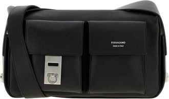 Ferragamo Kleine Schoudertas - Heren - Schoudertassen - Zwart - ONE Size - Leer - Tassen
