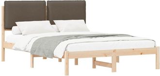 vidaXL Estructura De Cama Con Cabecera Tapizada Taup&eacute; 140 X 190 Cm Vidaxl