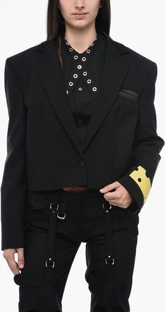 Off-white SEASONAL Blazer Crop con Dettagli in Satin Off-White