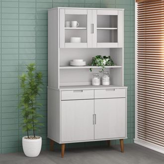 vidaXL Aparador Superior Molde Madera Maciza Pino Blanco 90x35x100 Cm Vidaxl