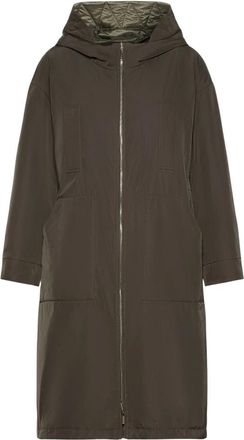 Max Mara Lange Omkeerbare Gewatteerde Parka - Dames - Parka Jassen - Groen - 4XS - Leer - Jassen
