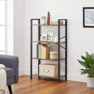 Vasagle 4-Tier Industrial Bookcase Storage Shelving Unit Study Office in Brown