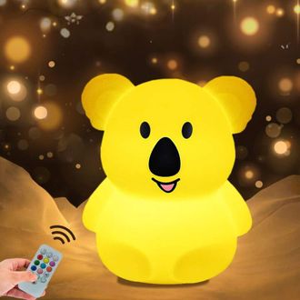 OEM L&aacute;mpara De Noche Led Koala Para Ni&ntilde;os, 9 Colores, Control Remoto + Regulador T&aacute;ctil - Crezuo