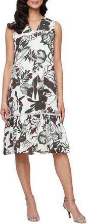 S.L. Fashions Drop Waist Shift Dress in Ivory Mult at Nordstrom Rack, Size 16