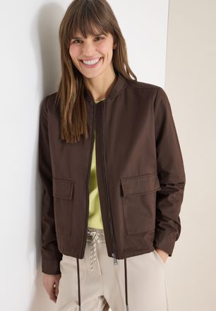 Cecil Blouson CECIL, Damen, Gr. XXL (46), macchiato braun, Web, Obermaterial: 56% Baumwolle, 44% Polyester, unifarben, bequem h&uuml;ftbedeckend, Rundhals, 1-Kno