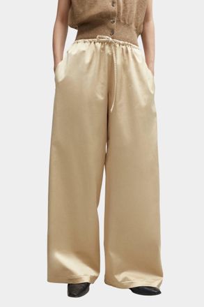 CORDERA Satin Drawstring Pants In Champagne