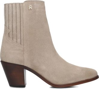 Tommy Hilfiger Schoenen, Dames, Beige, 36 EU, Su&egrave;de, Beige Su&egrave;de Western Mid Heel Booties